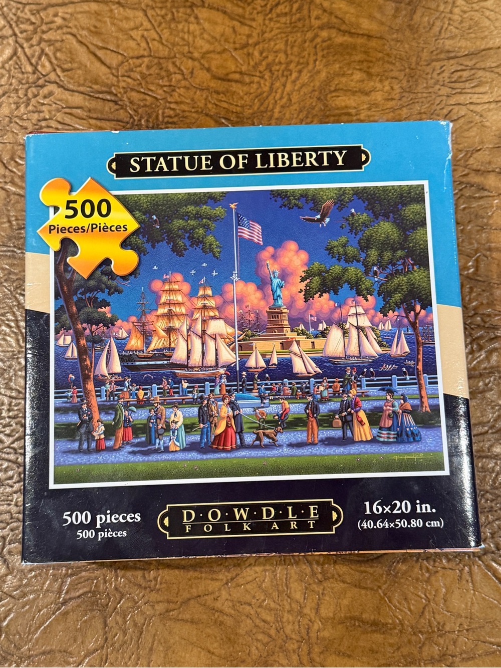 Dowdle Folk Art Statue of Liberty 500-Piece Jigsaw Puzzle - NEW